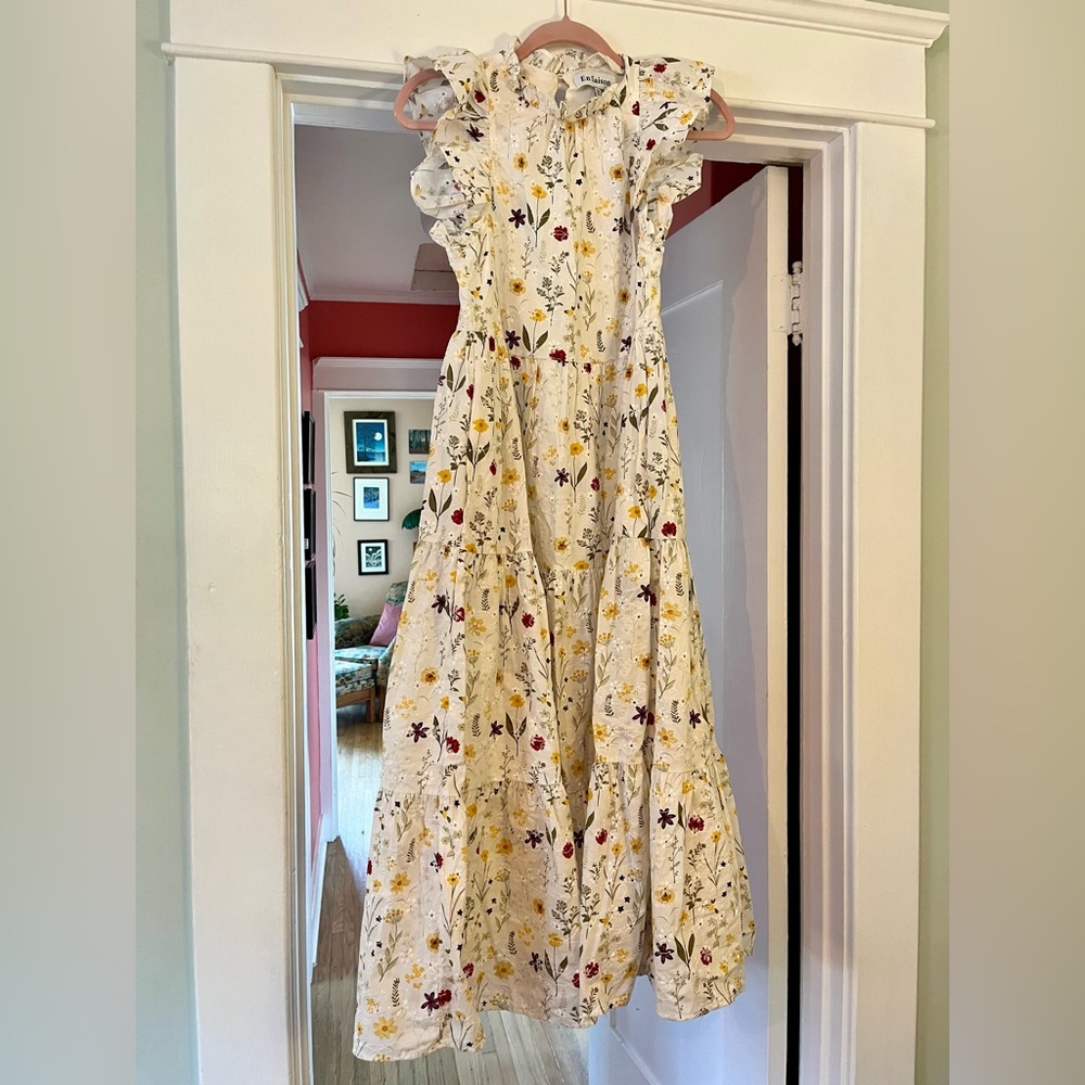 NWOT En Saison cotton floral embroidered maxi dress